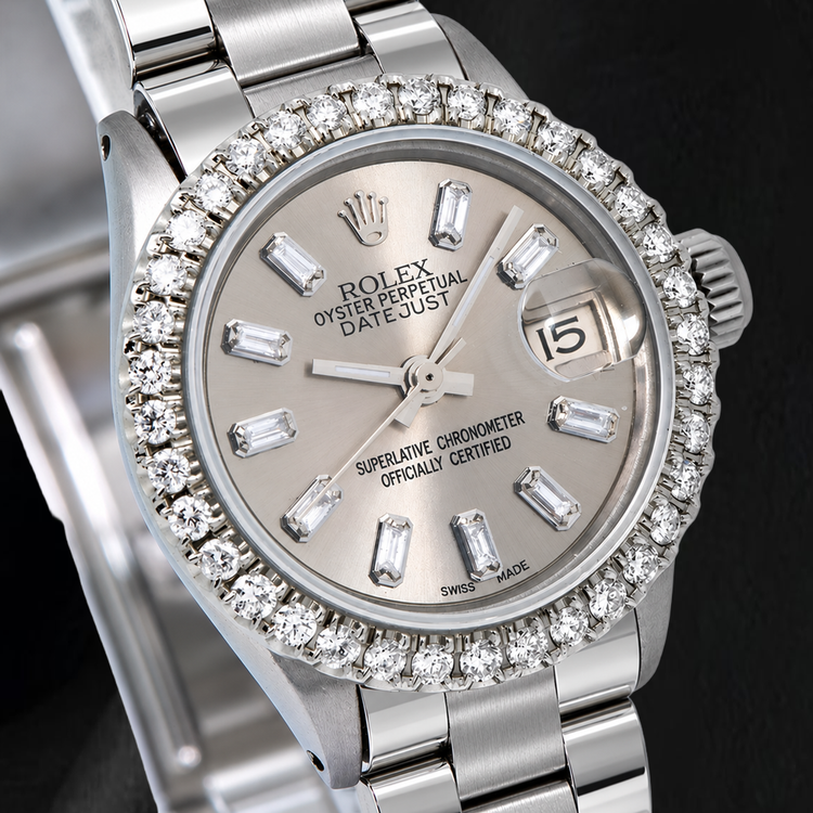 Montre Rolex Datejust 69160 26 mm en Acier Inoxydable Gris Diamant