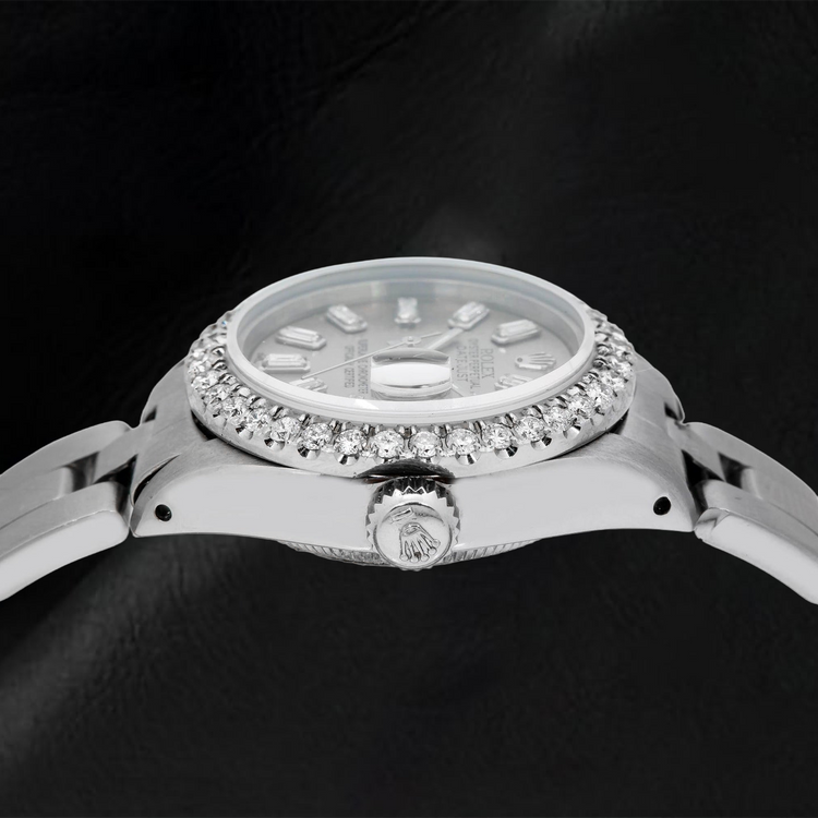 Montre Rolex Datejust 69160 26 mm en Acier Inoxydable Gris Diamant