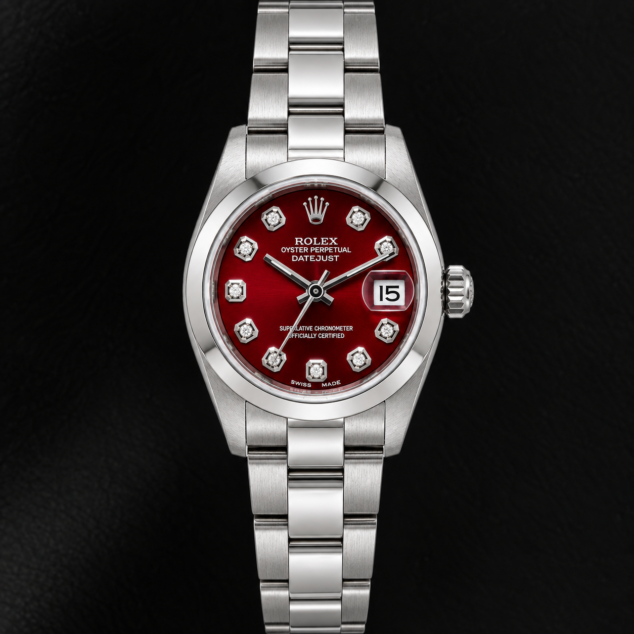 Montre Rolex Datejust 69160 26 mm Acier Inoxydable Cadran Diamants Rouge