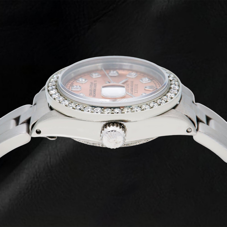 Montre Rolex Datejust 69160 26 mm Cadran Diamants Saumon Acier Inoxydable Bracelet Oyster