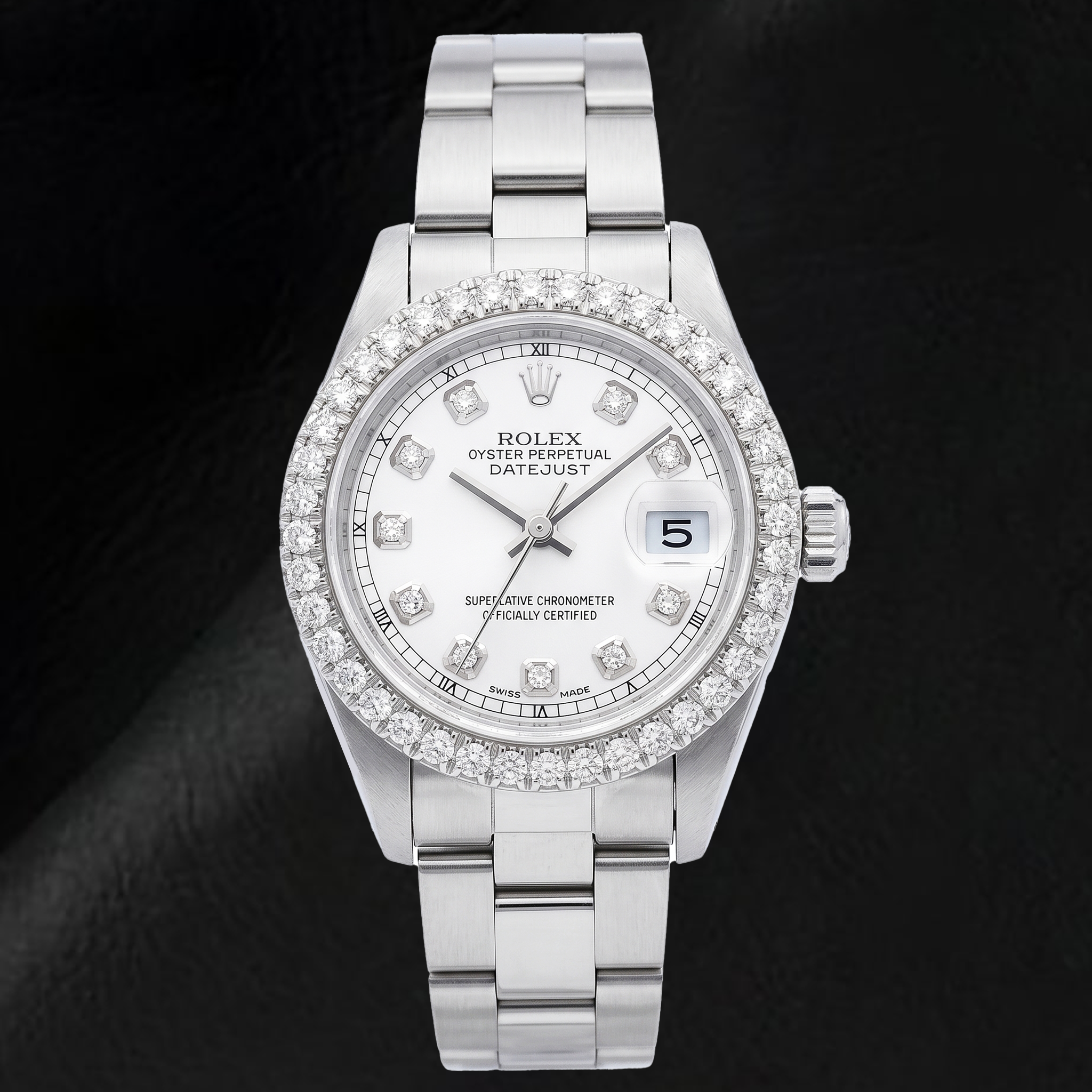 Montre Rolex Datejust 69160 26 mm en Acier Inoxydable avec Cadran Diamants en Nacre Blanche