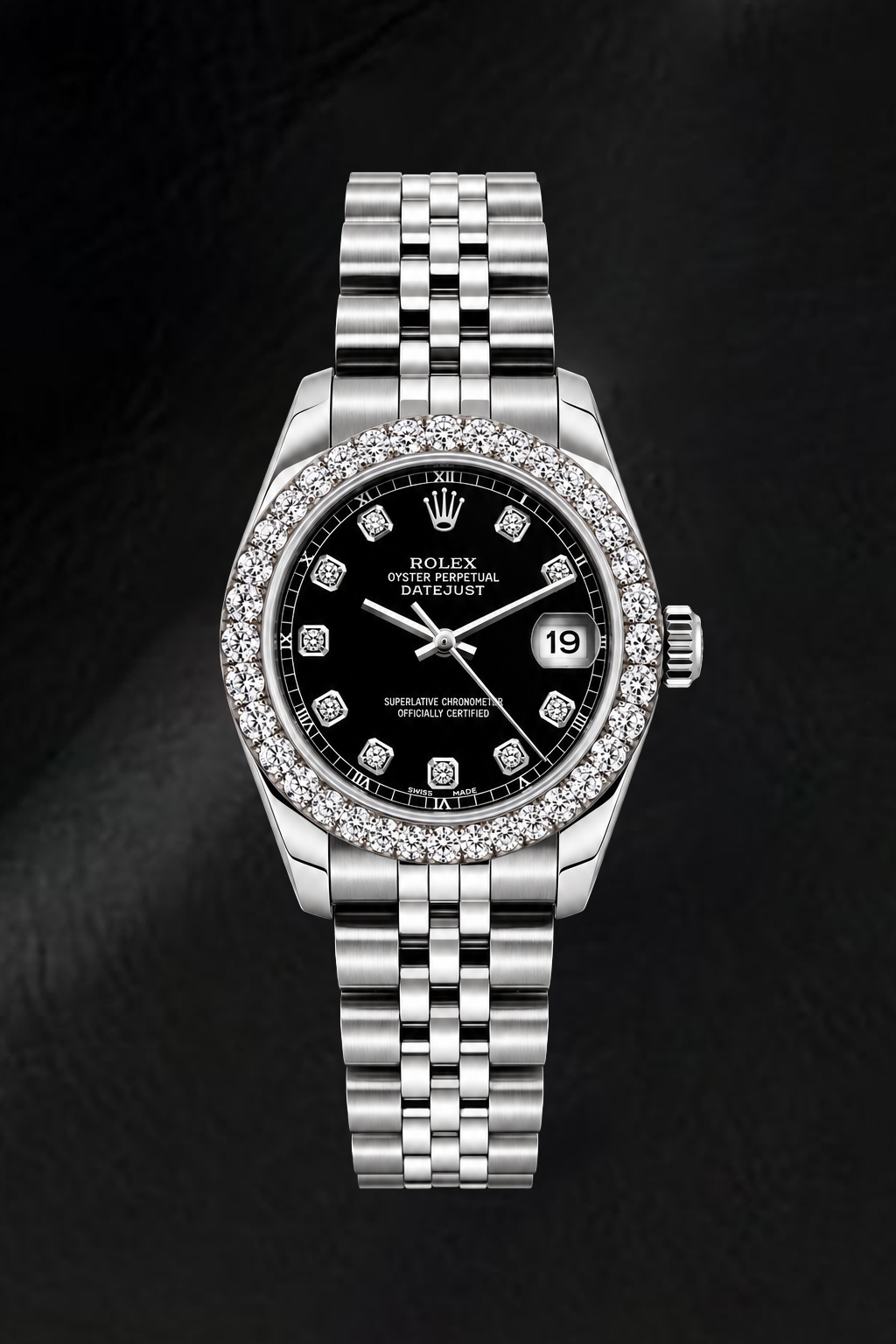 Montre Rolex Datejust 6916 26 mm en Acier Inoxydable avec Cadran Diamants Noir