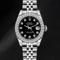 Montre Rolex Datejust 6916 26 mm en Acier Inoxydable avec Cadran Diamants Noir