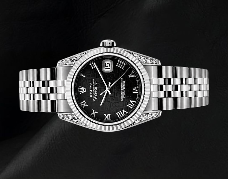 Montre Rolex Datejust 6916 26 mm en Acier Inoxydable Cadran Jubilé Noir à Chiffres Romains