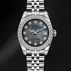 Montre Rolex Datejust 6916 26 mm en Acier Inoxydable Cadran Diamants en Nacre Noire