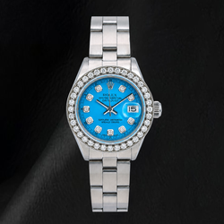 Montre Rolex Datejust 6916 26 mm Cadran Diamants Bleu Bracelet Oyster Acier Inoxydable