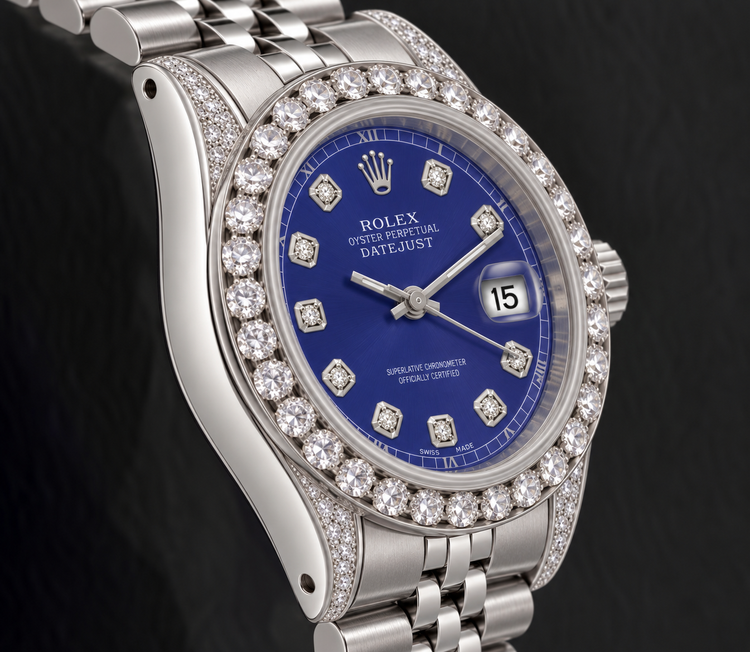 Montre Rolex Datejust 6916 26 mm Cadran Bleu Diamants Acier Inoxydable Bracelet Jubilé