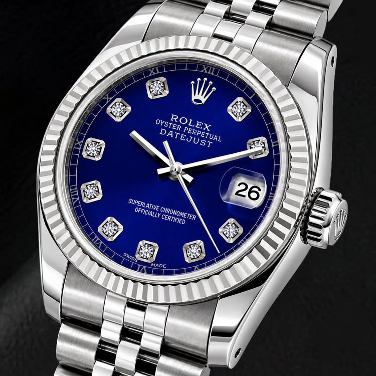 Rolex Datejust 6916 26 mm Montre en Acier Inoxydable Cadran Diamants Bleu