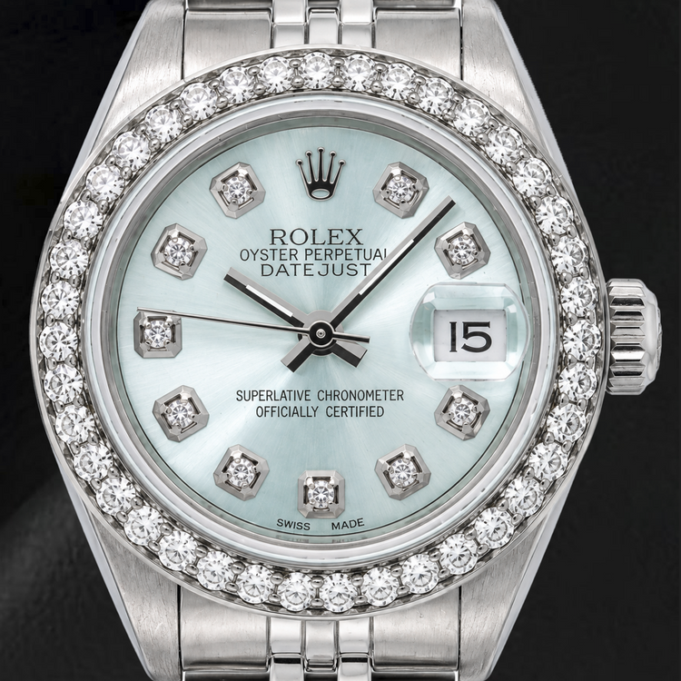 Montre Rolex Datejust 6916 26 mm Acier Inoxydable Cadran Diamants Bleu