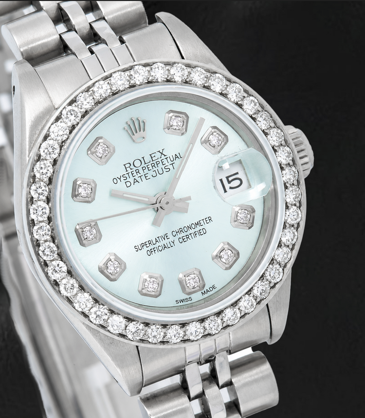 Montre Rolex Datejust 6916 26 mm Acier Inoxydable Cadran Diamants Bleu