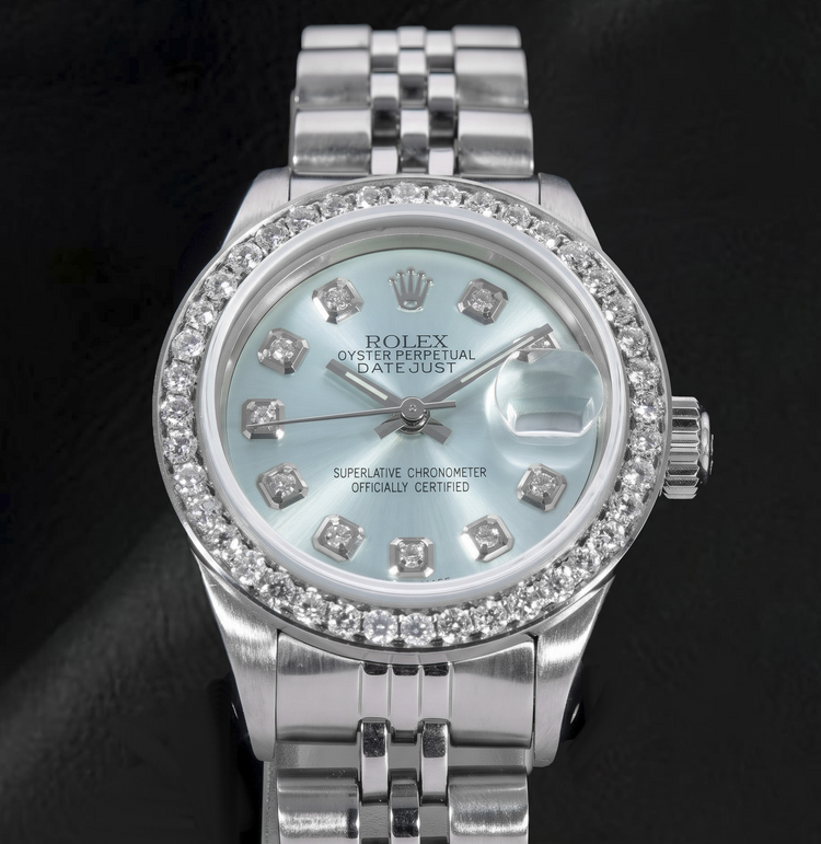Montre Rolex Datejust 6916 26 mm Acier Inoxydable Cadran Diamants Bleu