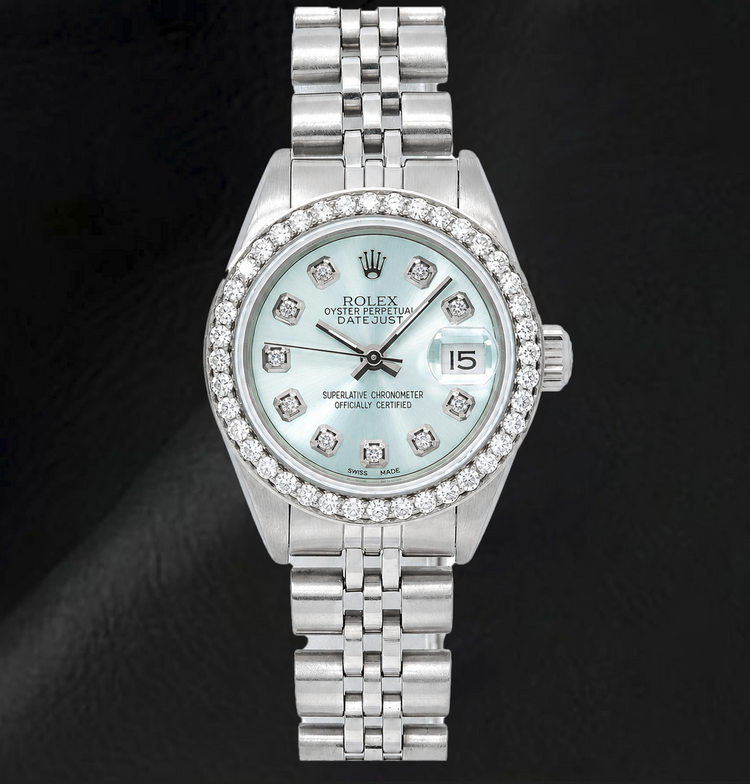 Montre Rolex Datejust 6916 26 mm Acier Inoxydable Cadran Diamants Bleu