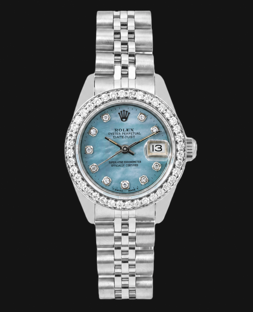 Montre Rolex Datejust 6916 26 mm Acier Inoxydable Cadran Diamants Nacre Bleue