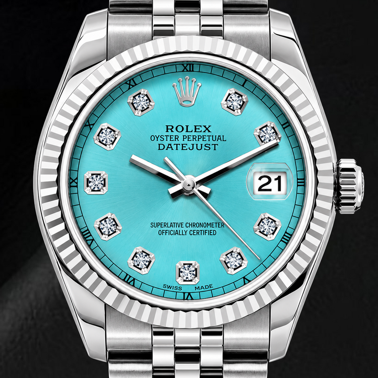 Montre Rolex Datejust 6916 26 mm Cadran Diamants Bleu Glacier en Acier Inoxydable