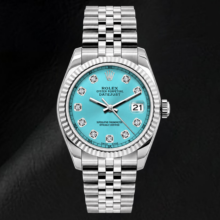 Montre Rolex Datejust 6916 26 mm Cadran Diamants Bleu Glacier en Acier Inoxydable