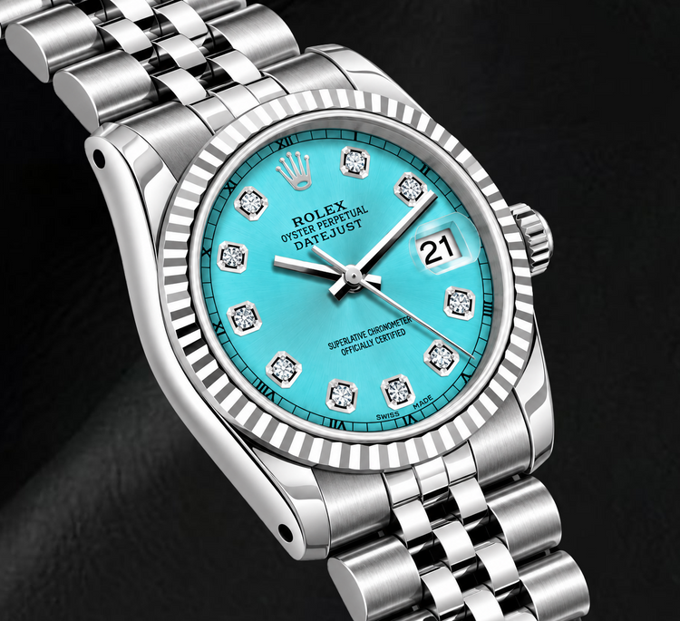 Montre Rolex Datejust 6916 26 mm Cadran Diamants Bleu Glacier en Acier Inoxydable