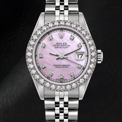 Montre Rolex Datejust 6916 26 mm en Acier Inoxydable avec Cadran Diamants en Nacre Rose