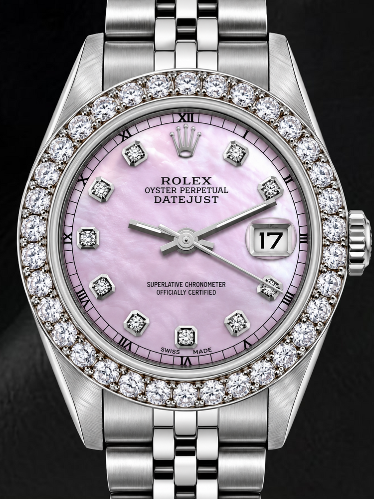 Montre Rolex Datejust 6916 26 mm en Acier Inoxydable avec Cadran Diamants en Nacre Rose