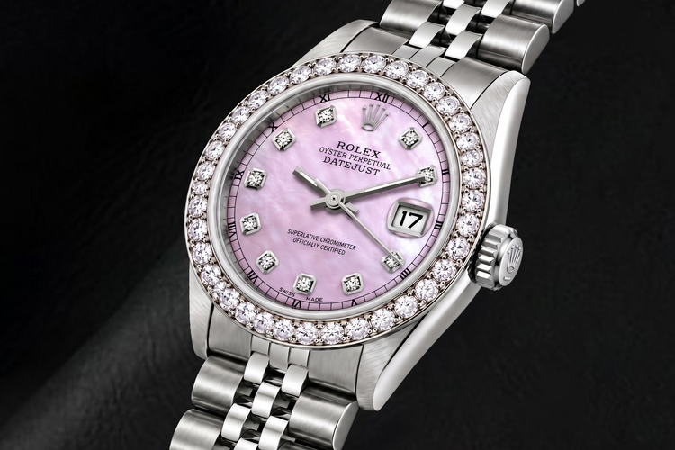 Montre Rolex Datejust 6916 26 mm en Acier Inoxydable avec Cadran Diamants en Nacre Rose