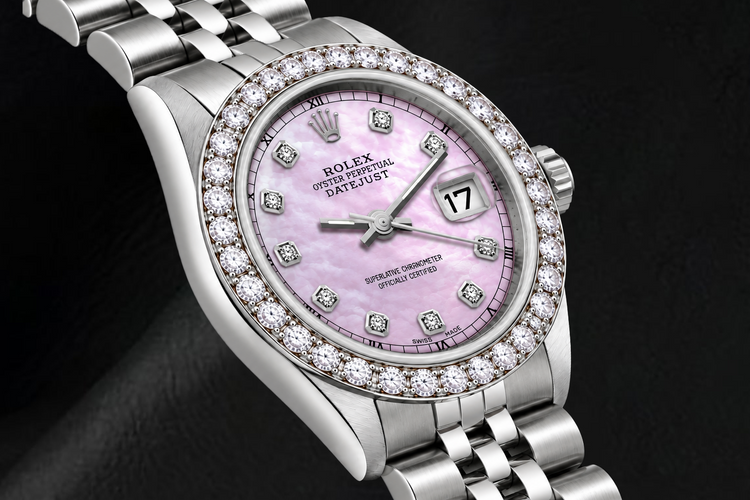 Montre Rolex Datejust 6916 26 mm en Acier Inoxydable avec Cadran Diamants en Nacre Rose