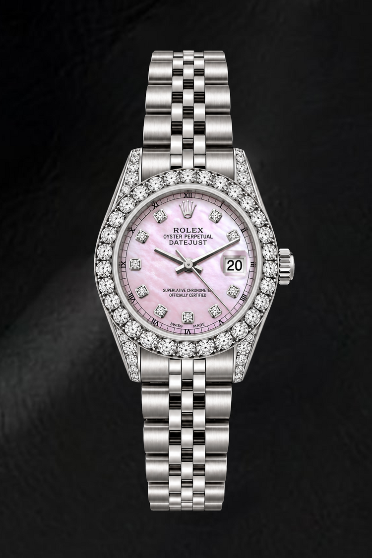 Montre Rolex Datejust 6916 26 mm Acier Inoxydable Cadran Diamants Nacre Rose