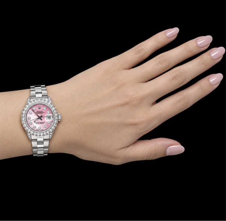 Montre Rolex Datejust 6916 26 mm en Acier Inoxydable Cadran Diamants en Nacre Rose