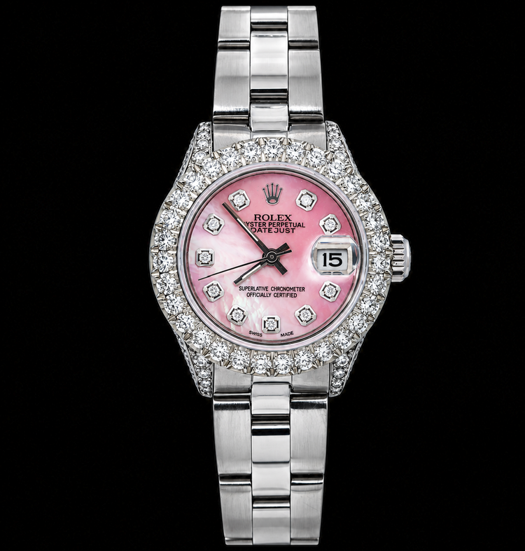 Montre Rolex Datejust 6916 26 mm en Acier Inoxydable avec Cadran Diamants en Nacre Rose