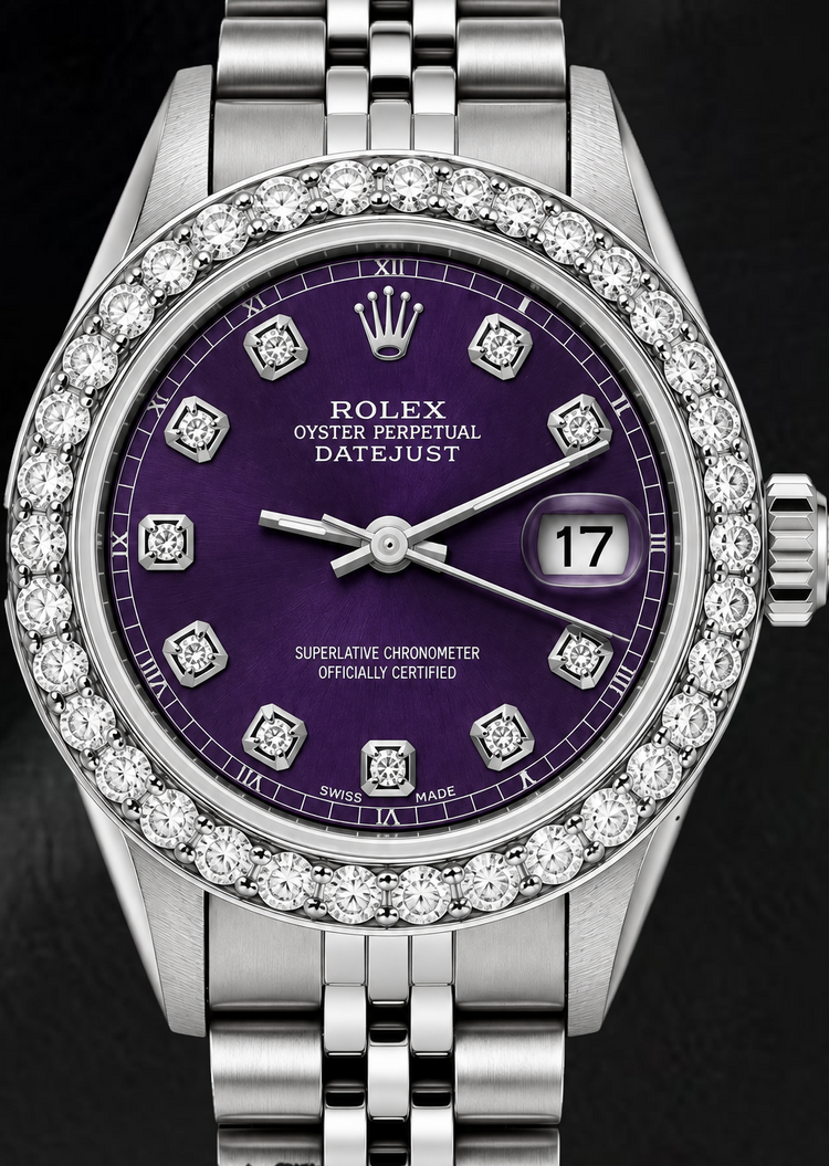 Montre Rolex Datejust 6916 26 mm en Acier Inoxydable Cadran Diamants Violet