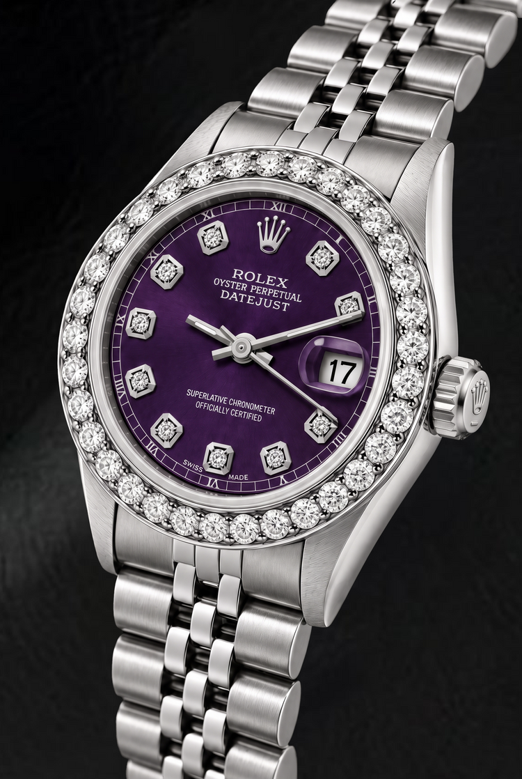 Montre Rolex Datejust 6916 26 mm en Acier Inoxydable Cadran Diamants Violet