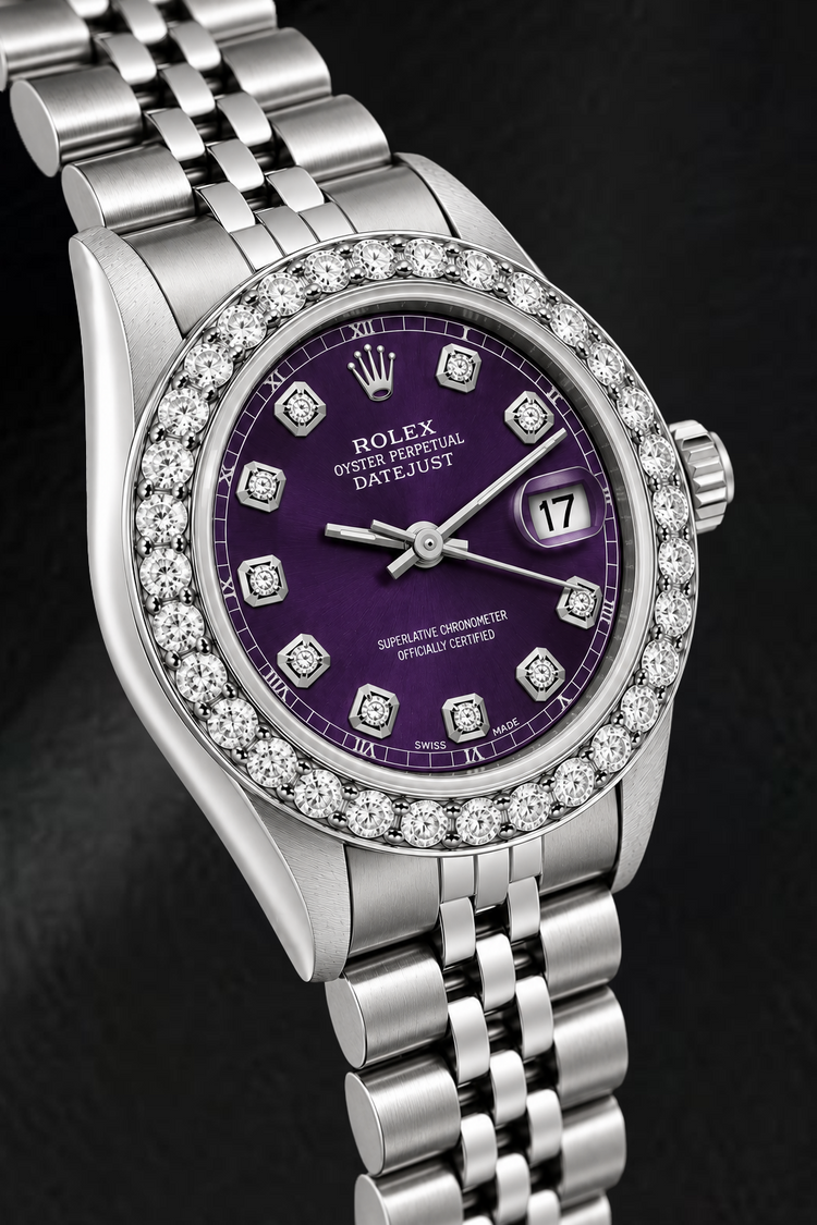 Montre Rolex Datejust 6916 26 mm en Acier Inoxydable Cadran Diamants Violet