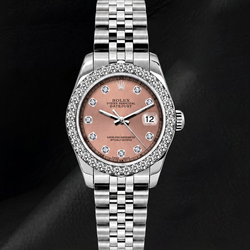 Montre Rolex Datejust 6916 26 mm en Acier Inoxydable Cadran Diamants Saumon