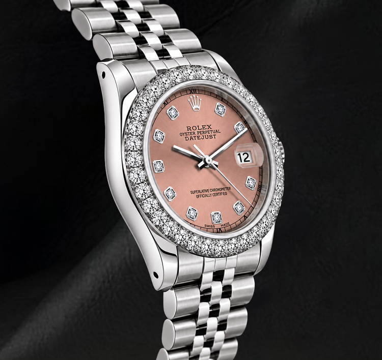 Montre Rolex Datejust 6916 26 mm en Acier Inoxydable Cadran Diamants Saumon