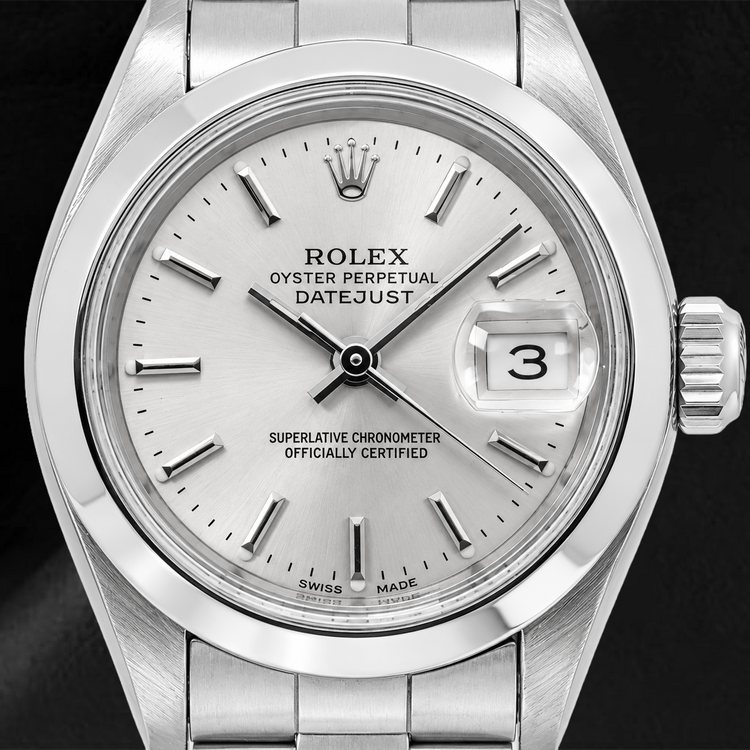 Montre Rolex Datejust 6916 26 mm Cadran Argenté à Index Bâtons Bracelet Oyster en Acier Inoxydable