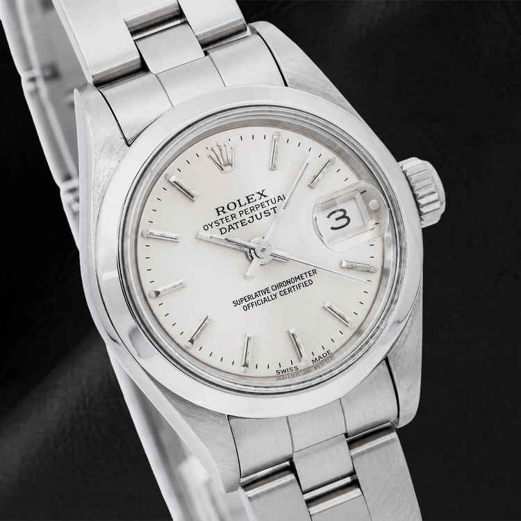 Montre Rolex Datejust 6916 26 mm Cadran Argenté à Index Bâtons Bracelet Oyster en Acier Inoxydable