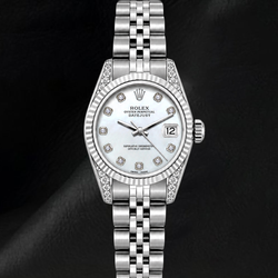 Montre Rolex Datejust 6916 26 mm en Acier Inoxydable, Nacre Blanche et Diamants