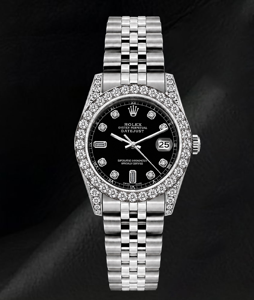 Montre Rolex Datejust 6916 en Acier Inoxydable 26 mm Cadran Diamants Noir