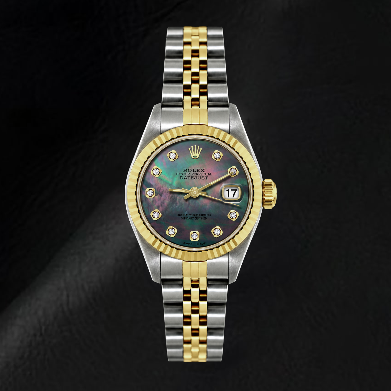 Montre Rolex Datejust 69173 26 mm Bicolore Cadran Diamants en Nacre Noire