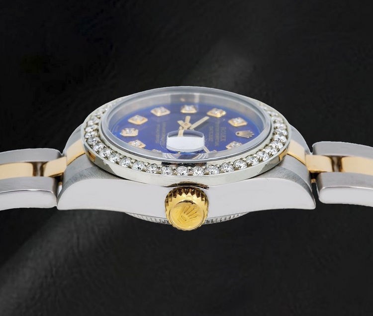Montre Rolex Datejust 69173 26 mm Bicolore avec Diamants Cadran Diamants Bleu