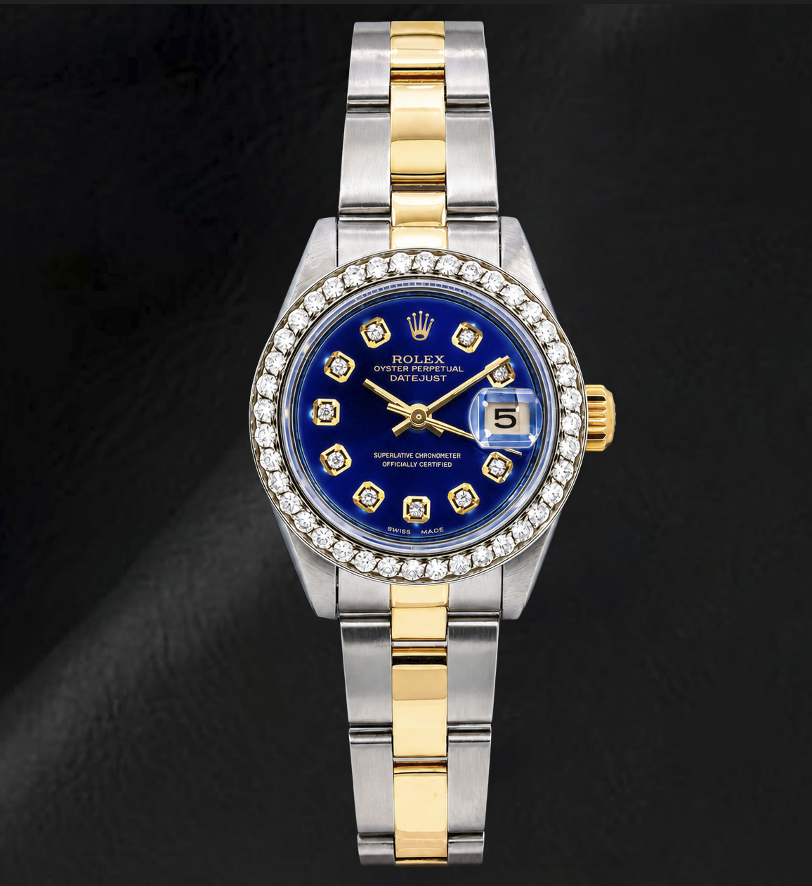 Montre Rolex Datejust 69173 26 mm Bicolore avec Diamants Cadran Diamants Bleu