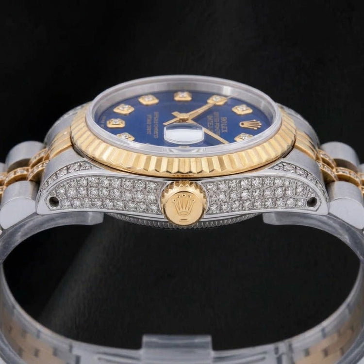 Rolex Datejust 69173 26 mm Montre Bicolore Cadran Diamants Bleu