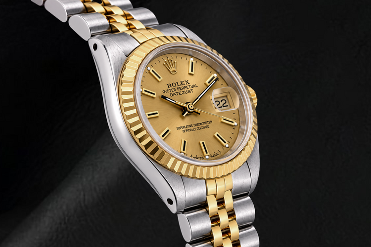 Montre Rolex Datejust 69173 26 mm Bicolore Cadran à Index Bâtons Champagne