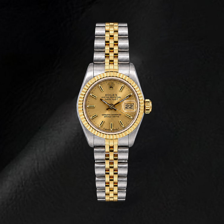 Montre Rolex Datejust 69173 26 mm Bicolore Cadran Champagne à Index Bâtons
