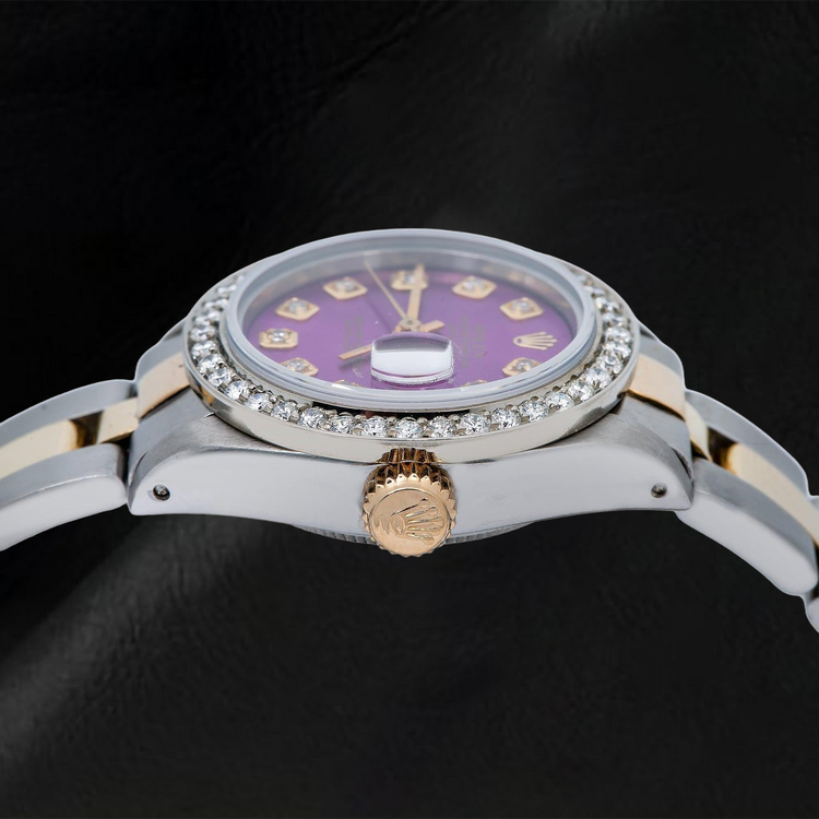 Montre Rolex Datejust 69173 26 mm Cadran Diamants Violet Bicolore Bracelet Oyster