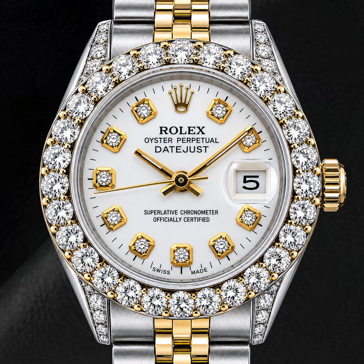 Rolex Datejust 69173 26 mm Montre Bicolore Cadran Diamants Blanc