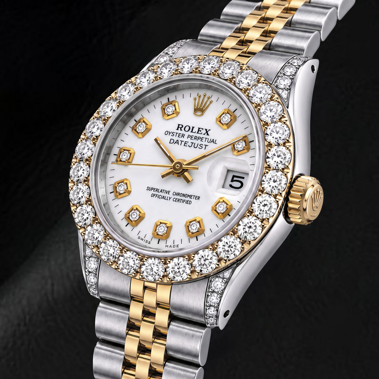 Rolex Datejust 69173 26 mm Montre Bicolore Cadran Diamants Blanc