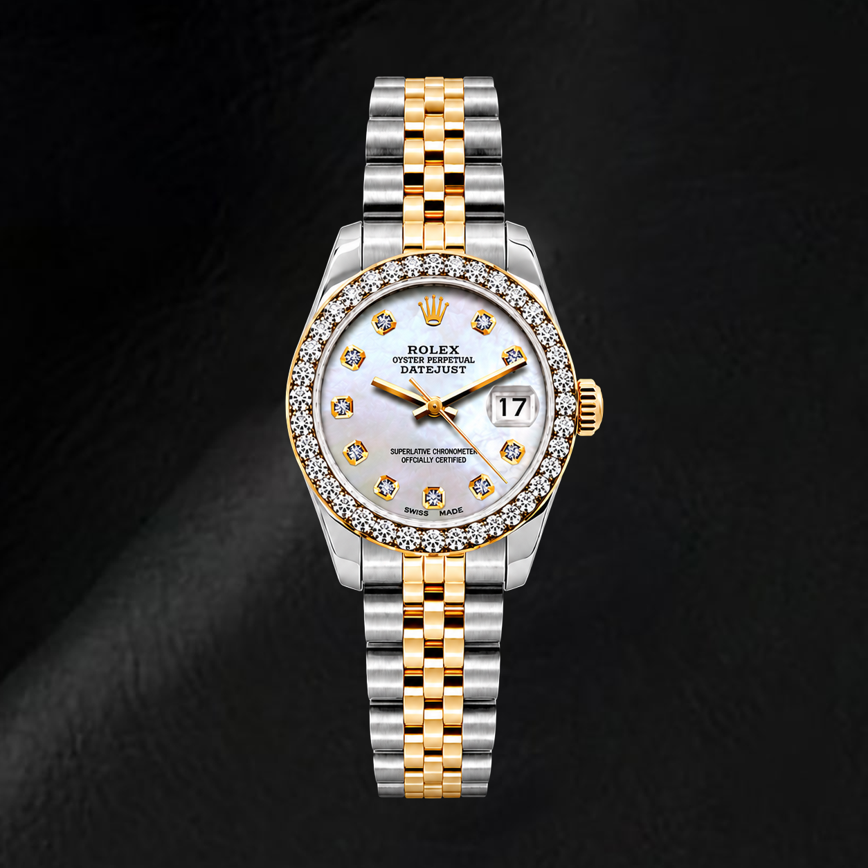 Montre Rolex Datejust 69173 26 mm Bicolore avec Cadran Diamants en Nacre Blanche