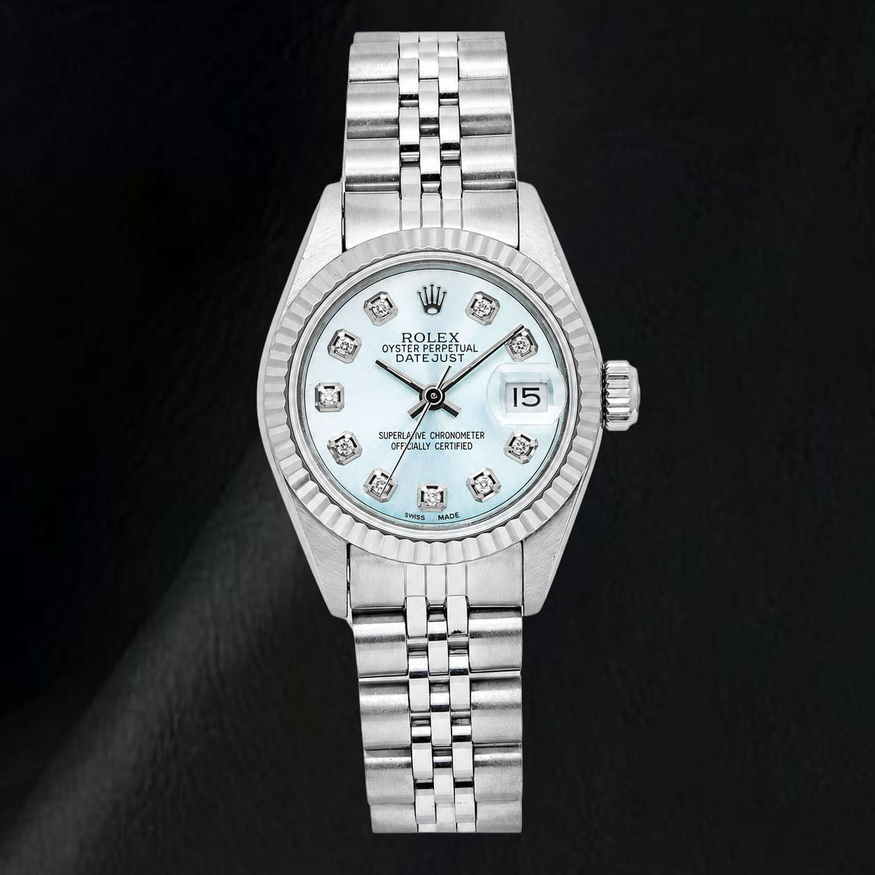 Montre Rolex Datejust 69174 26 mm en Acier Inoxydable Cadran Diamants Bleu