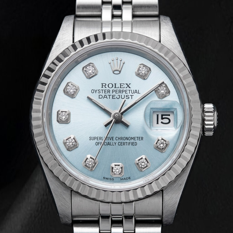 Montre Rolex Datejust 69174 26 mm Cadran Diamants Bleu en Acier Inoxydable