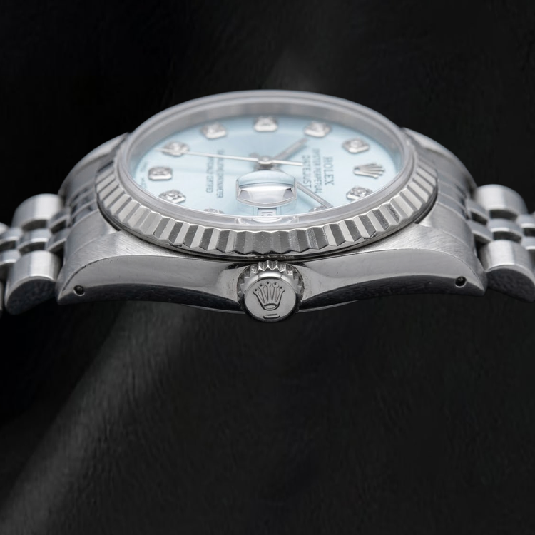 Montre Rolex Datejust 69174 26 mm en Acier Inoxydable Cadran Diamants Bleu