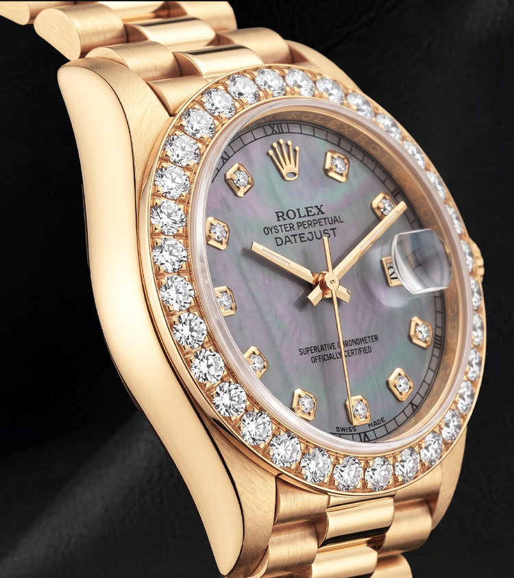 Montre Rolex Datejust 69178 26 mm Cadran Diamants en Nacre Bleue Or Jaune 18 carats